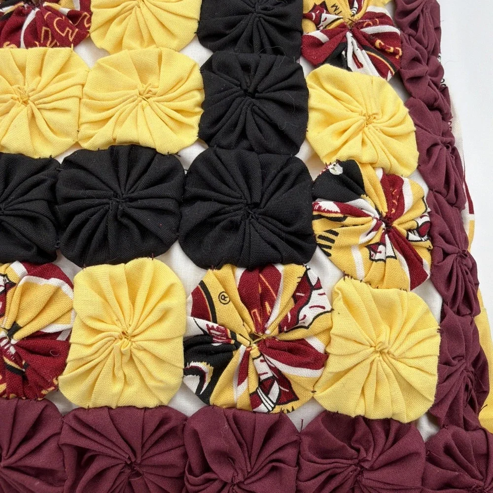 YoYo Quilt Pillow Handmade Cottage FSU SEMINOLES Granny Core Sports Pillow 15x15